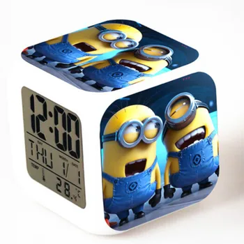 

Hot Sales Cute Minion Digital Alarm Clock Color Changing LED night light Clock Kids Cartoon reloj despertador alarm clock