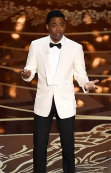 

2017 Stylish Ivory Men Suits Blazer With Black Pants Groom Tuxedos Groomsmen Men's Wedding Prom Suits (Jacket+Pants+Tie)