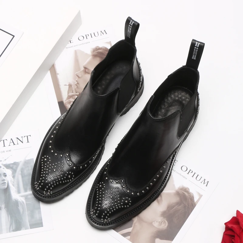 Black Martin Chelsea De Britânica Apontou Botas pure Bee rivet Vento Masculino Maré black Rebites Inverno Black qfRZwq