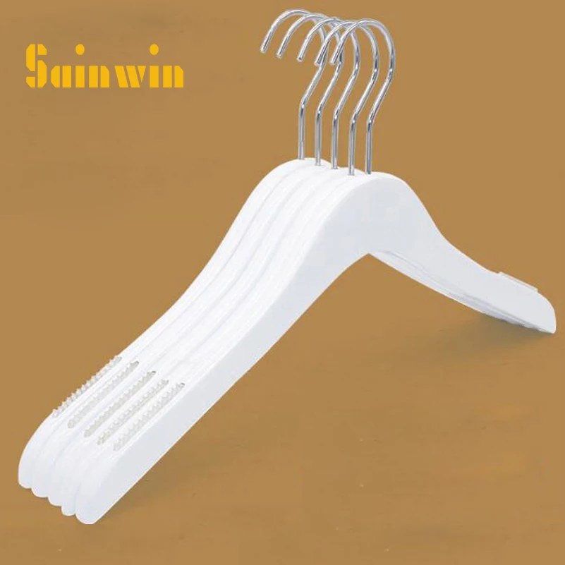 Sainwin 10pcs/lot Wooden Slip resistant Hanger White Wood Hangers For