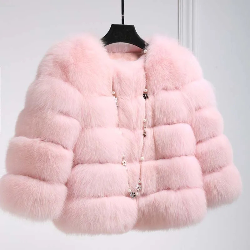 buy S-3XL Mink Coats Women 2019 Winter Top Fashion Pink FAUX Fur Coat Elegant Thick Warm Outerwear Fake