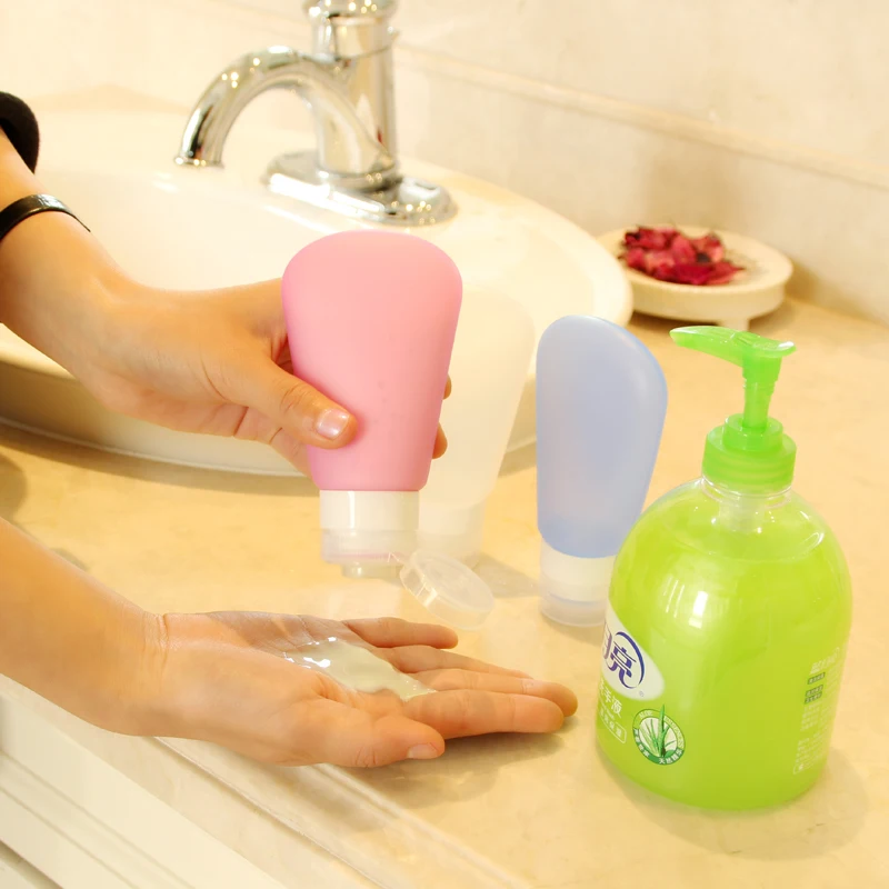 2pcs 37ml Portable Refillable Squeeze Bottles One Hand Press Cap Travel-Great for Dispensing Lotions Shampoos and Massage Oils