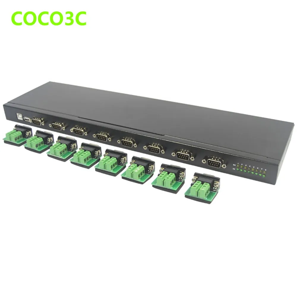 USB to 8 Ports RS485 RS422 Converter Box HUB Multiplier Serial PDA 9Pin
