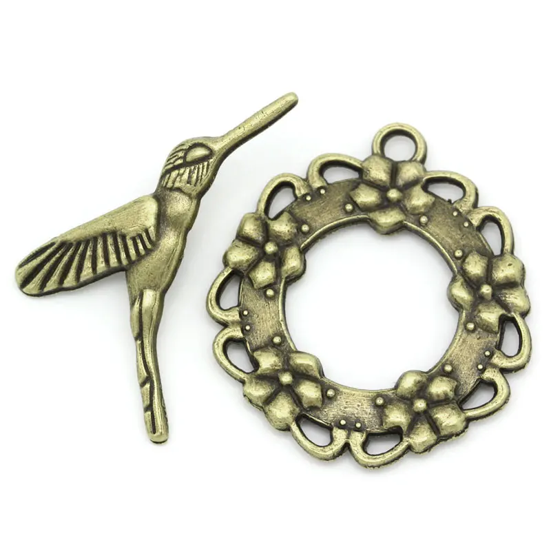 Застежки DoreenBeads из металлического сплава цинка с античным бронзовым цветком для
