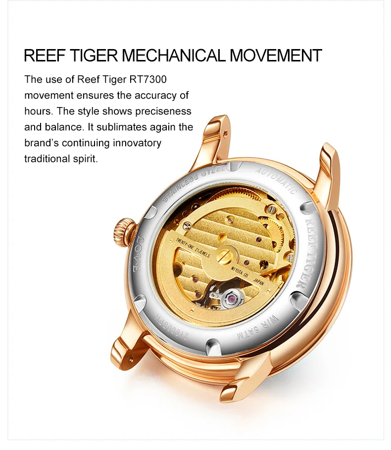 Reef Tiger/RT дизайнерские модные женские часы Reloj Mujer MOP Dial бриллианты Автоматическая телячья кожа водонепроницаемые часы RGA1550