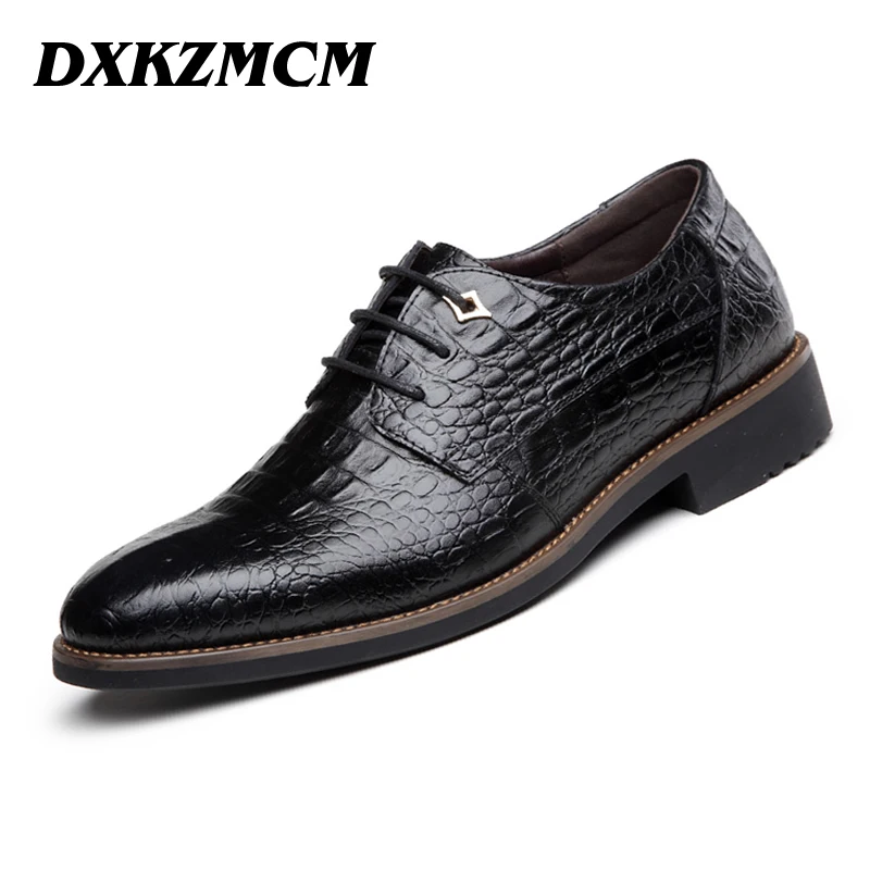 DXKZMCM Genuine Leather Men Oxford Shoes, Lace Up Business Men Shoes