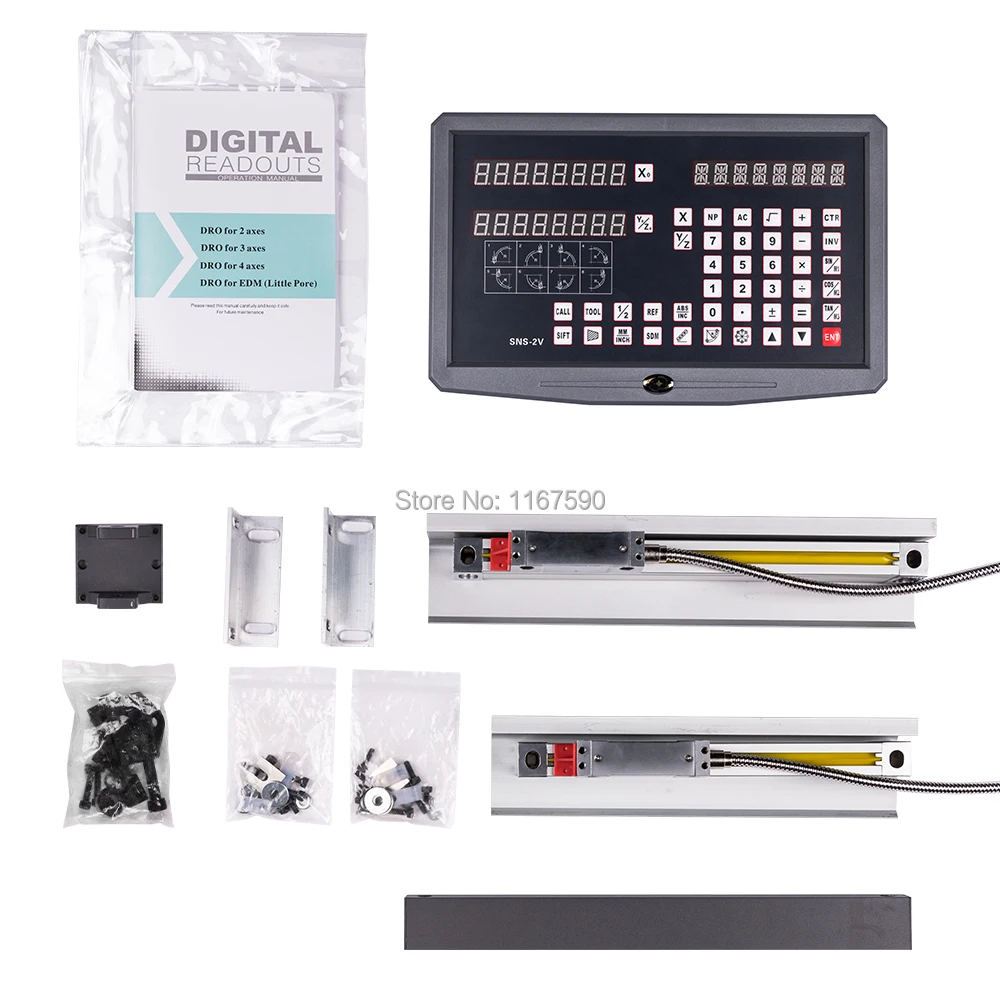 

linear scale 300*300mm+ magnetic scale 1600*2100mm+ 2 axis dro 2 pcs