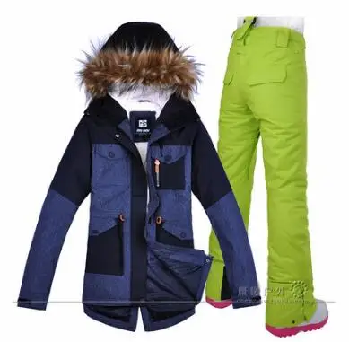 GSOU SNOW Waterproof Windproof Clothing for Women Winter Clothing Free shipping Women's Ski Suit Snowboard Suit Jacket+ Pant - Цвет: set 5