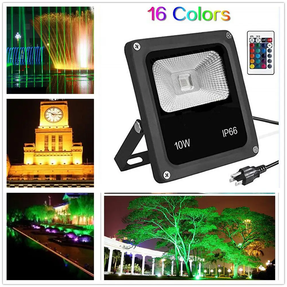 Adeeing IP66 85-265 V открытый светодиодный прожекторы 10 W RGB Цвет изменение Водонепроницаемый безопасности лампа стене проекция