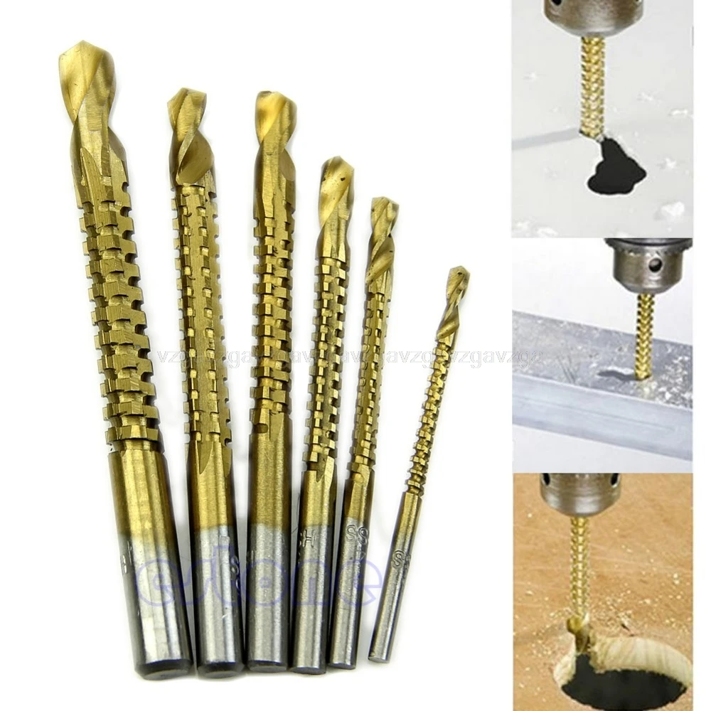 

1 Set 6 Pcs HSS Ti Step Drill Bits Woodworking Wood Metal Cutting Hole Saw Tool 3-8mm JUL16 dropshipping