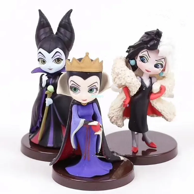 

3Pcs/set Maleficent Poison The Queen Villain Princess Decoration Q Version PVC Action Figure Collectible Model Toy OPP 9CM B2166