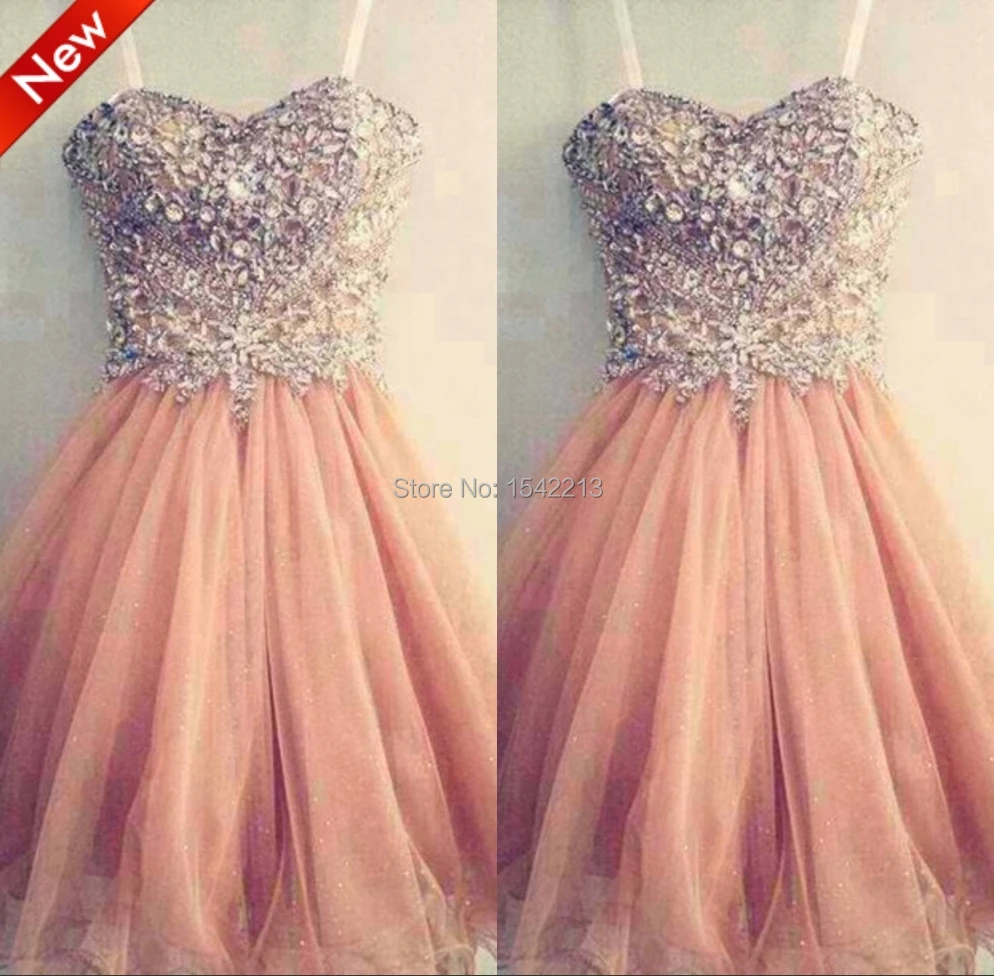 Sparkle Shiny Beaded Fashion Blush Pink Cocktail Dress Cheap Prom Party