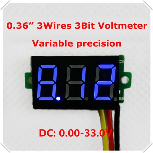 3-wire Mini DC 0-200V Voltmeter Red LED Panel 3-Digital Voltage Meter Car 