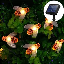 2019 Hot 5M 20 LED Solar Powered Bee String light Fairy String Outdoor Garden Lights lamp Holiday Festival Party Christmas Decor led string lights 100m 800leds holiday light outdoor decor lamp for party wedding garden christmas fairy