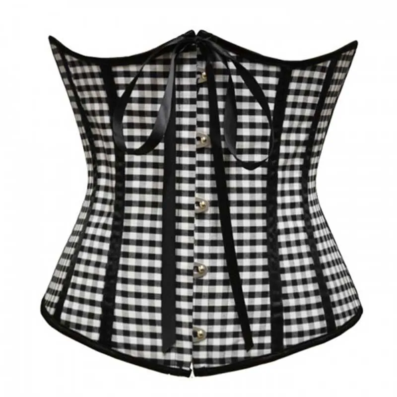 Black And White Plaid Sexy Underbust Corset Waist Trainer Waist Corsets