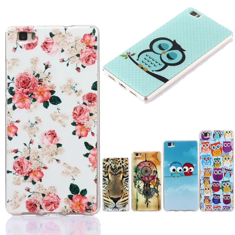 For Fundas Huawei P8 Lite Case Silicon Cartoon Animal Painting Soft TPU Back Cover P8 P8lite ALE-l21 Owl Print Case Capas Para