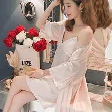 Сексуальная ночная рубашка белье пэчворк Рубашки для женщин круглая кружевная атласная ночная рубашка шелковая обувь, Слип-он, одежда для сна, ночная сорочка