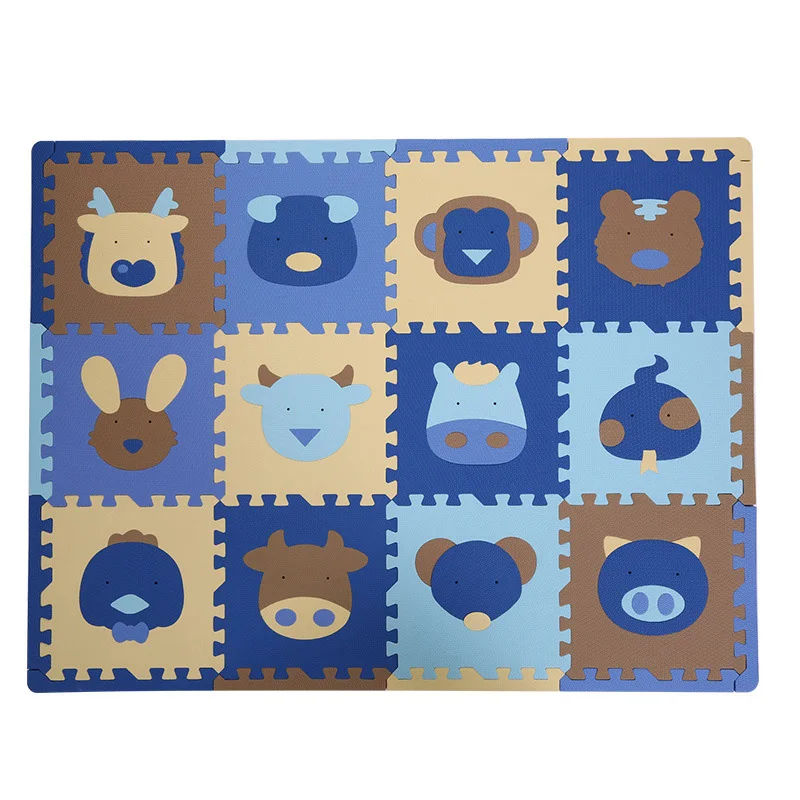 

12pcs/set Kawaii Baby Playmat Cartoon Animal Soft EVA Foam Puzzle Play Mat Floor Crawling Carpet for Children Kids 30x30x1.3 cm
