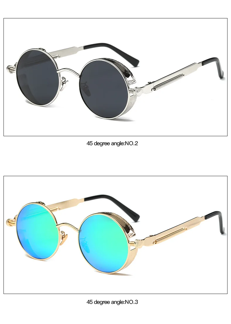 Стимпанк очки, солнцезащитные очки, готическое покрытие, зеркальный Круглый Круг, новинка, мужские солнцезащитные очки, Ретро стиль, UV400, винтажные очки