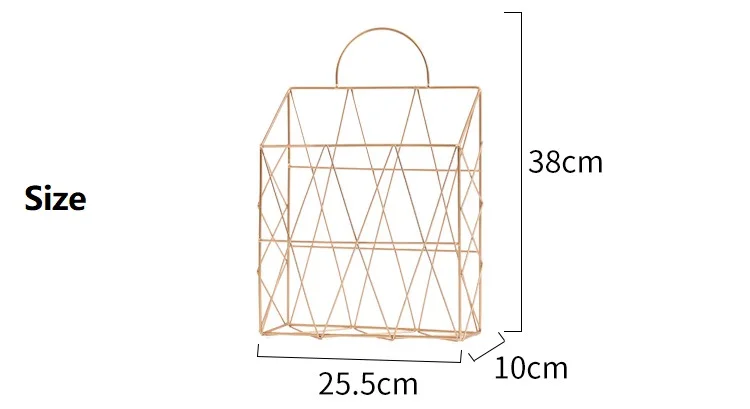 Металлическая Золотая корзина для хранения, модная, Скандинавская, элегантная, настенная, переносная, сетчатая, железная, корзина для хранения, стол, журнал, газета, Органайзер