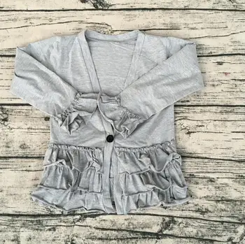 

Children Autumn cotton frock designs OEM service custom fashion back tops Baby Girl Knit ruffle cardigan