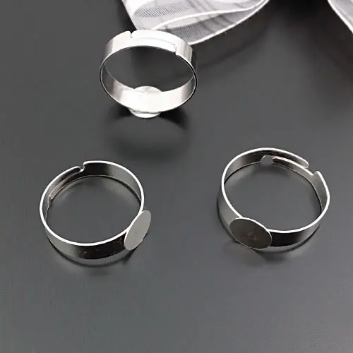 

50PCS Paste size 8MM 10MM Imitation Rhodium Iron with Flat Round Disk Trays Rings Settings Diy Jewelry Findings Accessories