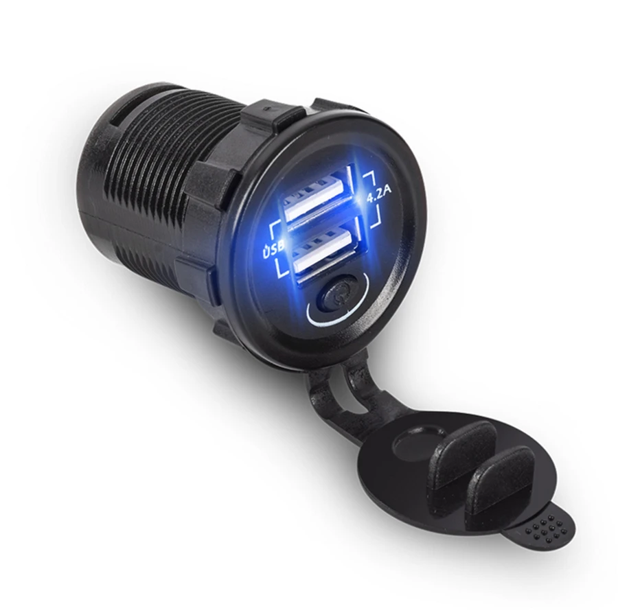  Ʈ USB 縻 12-24V Է  ο  ڵ  5V 2.1 + 2.1A ܼƮ, ڵ  Ϳ   On/Off