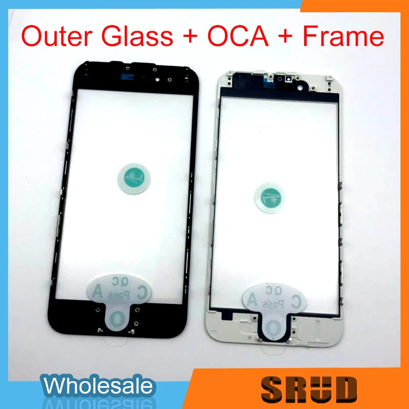 

10pcs/lot Black/White QC Passed Outer Glass + Frame Bezel + Laminated OCA For iPhone 6 6s 7 8 plus XR