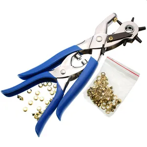 2 шт./компл. 6 размер затрудняетесь в выборе правильного размера? Duty кожа перфорация ручной щипцы для ремней отверстия дыроколы + eyeylets плоскогубцы + 80 шт. eyeylets втулка инструмент настройки - изображение