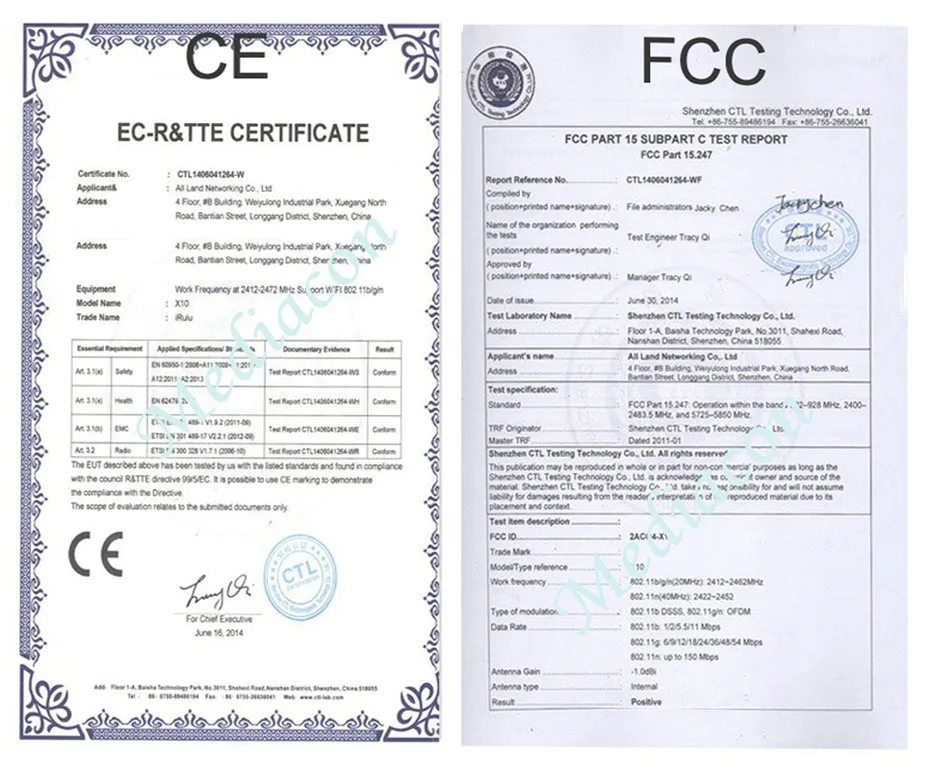 CE,FCC Certificates 1