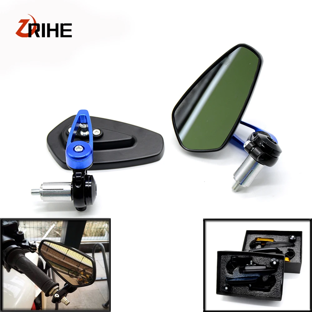 for New 7/8" 22mm Universal Pair Motorcycle Aluminum Motos Rearview Mirror Rear View Handle bar End Black Side Mirrors mt07 mt09