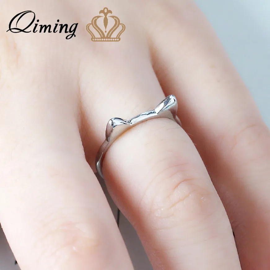 Женские однотонные кольца QIMING в виде кота винтажные модные открытые