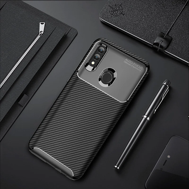

For Huawei P Smart 2019 Case Soft Silicone TPU Carbon Fiber Shockproof Protective Back Cover For Huawei honor 10 Lite Case