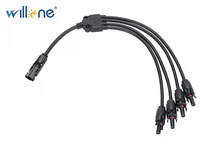 Willone free shipping 5 pair Y branch cable connector.mc4 PV branch connector 1 to 4