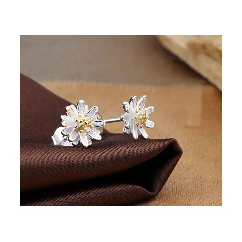 

Charms Daisies Earrings Jewelry Fashion Flower Earrings For Women Silver Plated Bijoux Boucle D'Oreille Femme B015-5