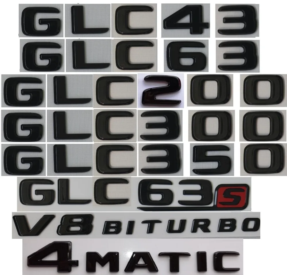 Глянцевый черный чехол с эмблемой для Mercedes Benz GLC43 GLC63 AMG GLC300 GLC350 V8 BITURBO 17 19|Эмблемы| |