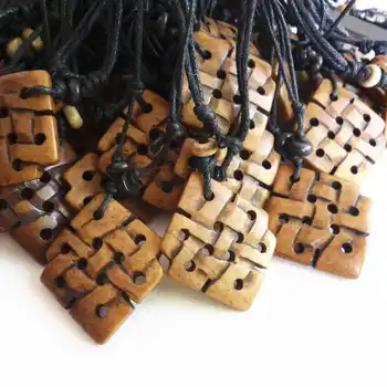 

TNL538 Tibetan Yak Bone Endless Knots Amulets for Man 10pcs lot