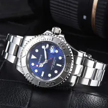 41mm Parnis blue dial ceramic bezel Luminous markers Sapphire glass date adjust 21 jewels miyota Automatic movement Men's Watch 41mm Parnis blue dial ceramic bezel Luminous markers Sapphire glass date adjust 21 jewels miyota Automatic movement Men's Watch