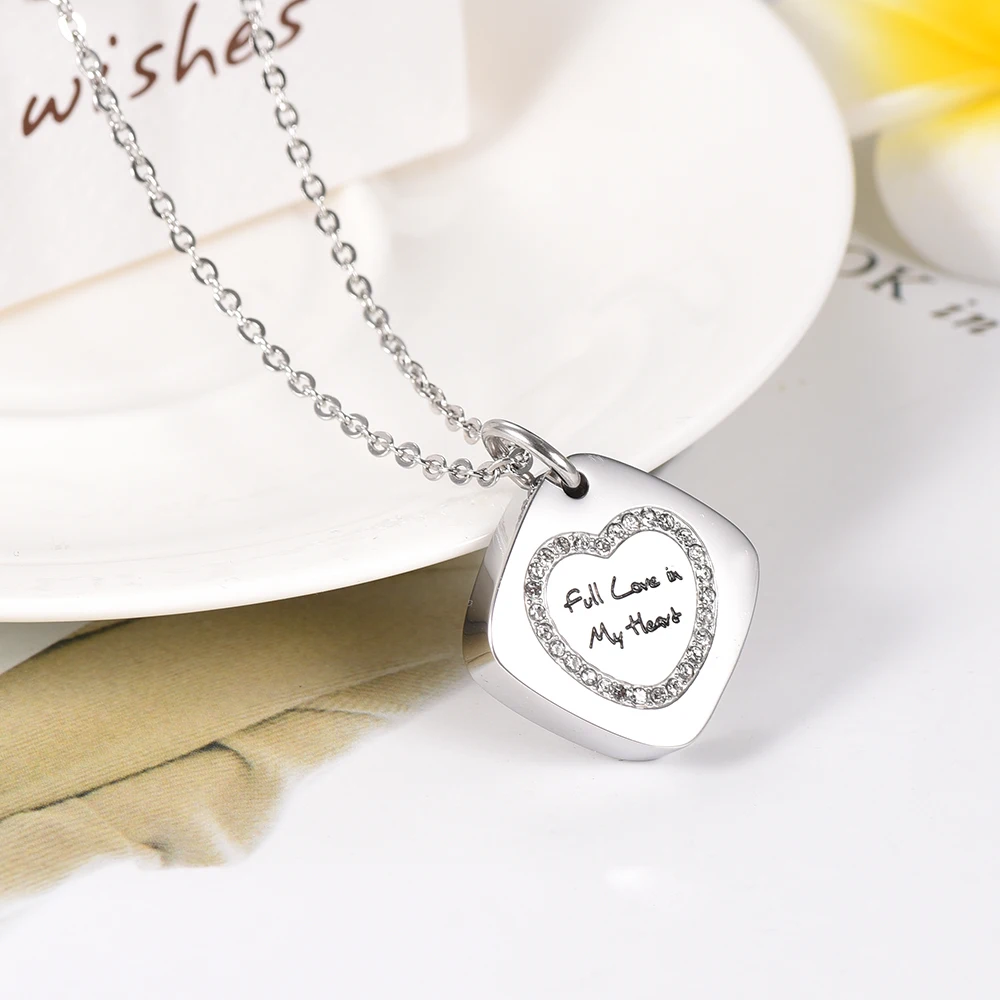 IJD9919 памятная урна для кремации с надписью Fall in Love my Heart ожерелье праха подвеска