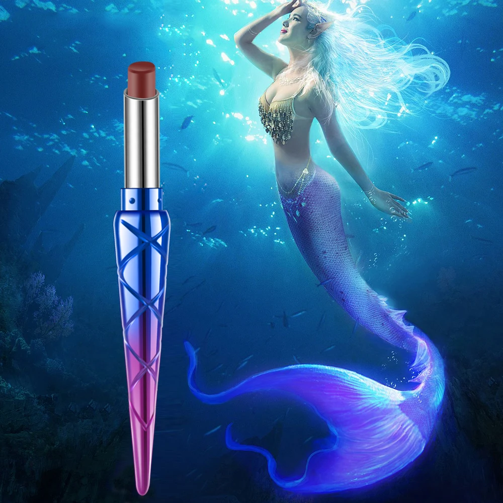 

HANDAIYAN 12 Colors Fashion Mermaid Matte Lipstick Lasting Waterproof Non-Stick Lip Tint Nude Lipstick Makeup Cosmetic TSLM2