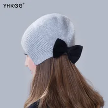2017 brand new thin section thin section elegant ear cap with a bow Knitting beanies Pom Pom Hat