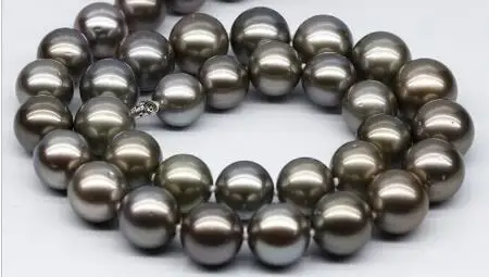 19&quot Superb 10-11mm Natural Tahitian genuine black round pearl necklace | Украшения и аксессуары