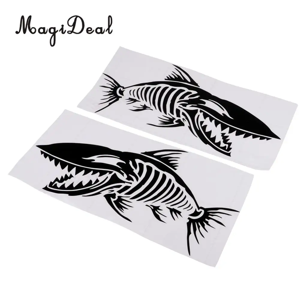 2Pcs Durable Large Skeleton Fish Bone Stickers Decals for Kayak Canoe Fishing Boat Dinghy Car Truck Window Graphics Accessories
