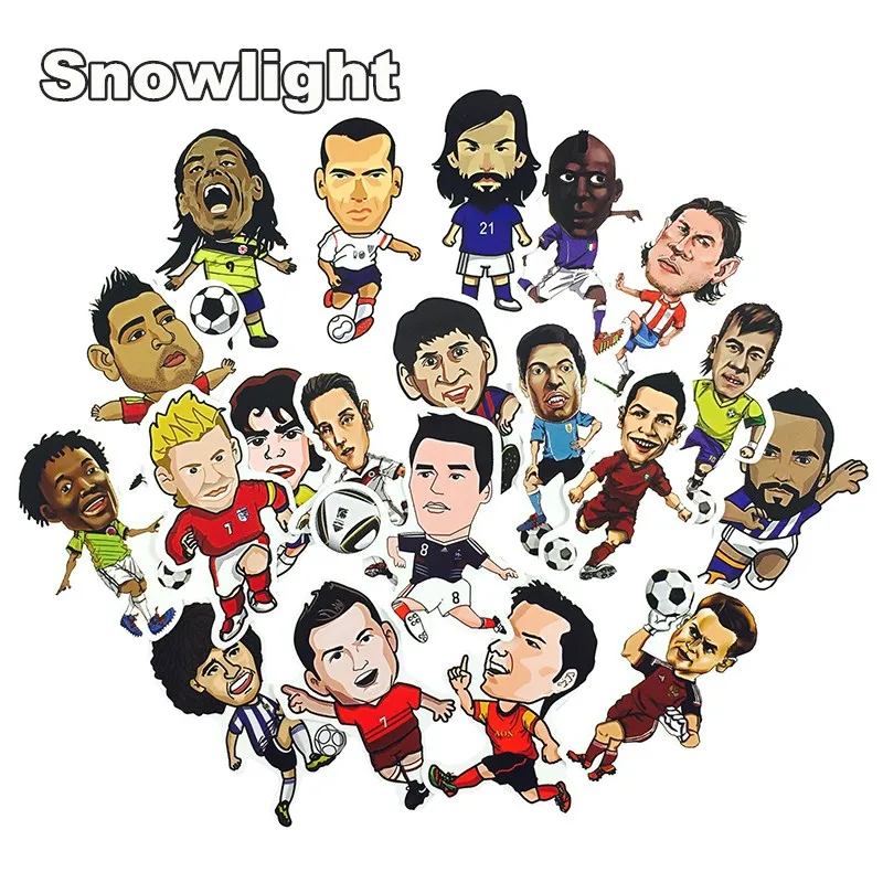 

20 Pcs Football Star Decal Stickers For Laptop Luggage Fridge Phone Skateboard Toy Car Styling PVC Waterproof Sticker