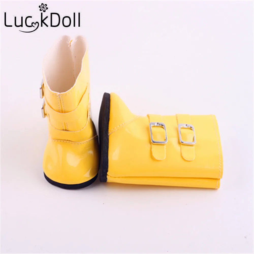 LUCKDOLL 7 пар сплошной цвет дождь BootsFit 18 дюймов Американский 43 см Кукла Одежда Аксессуары для девочек поколение подарок на день рождения - Цвет: B874