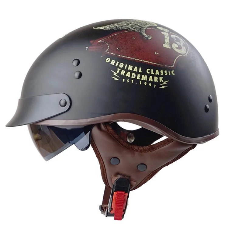TORC T55 винтажный мотоциклетный шлем Ретро полушлем с внутренним солнцезащитным объективом скутер jet capacete de moto cicleta DOT Casco moto - Цвет: Tank 13