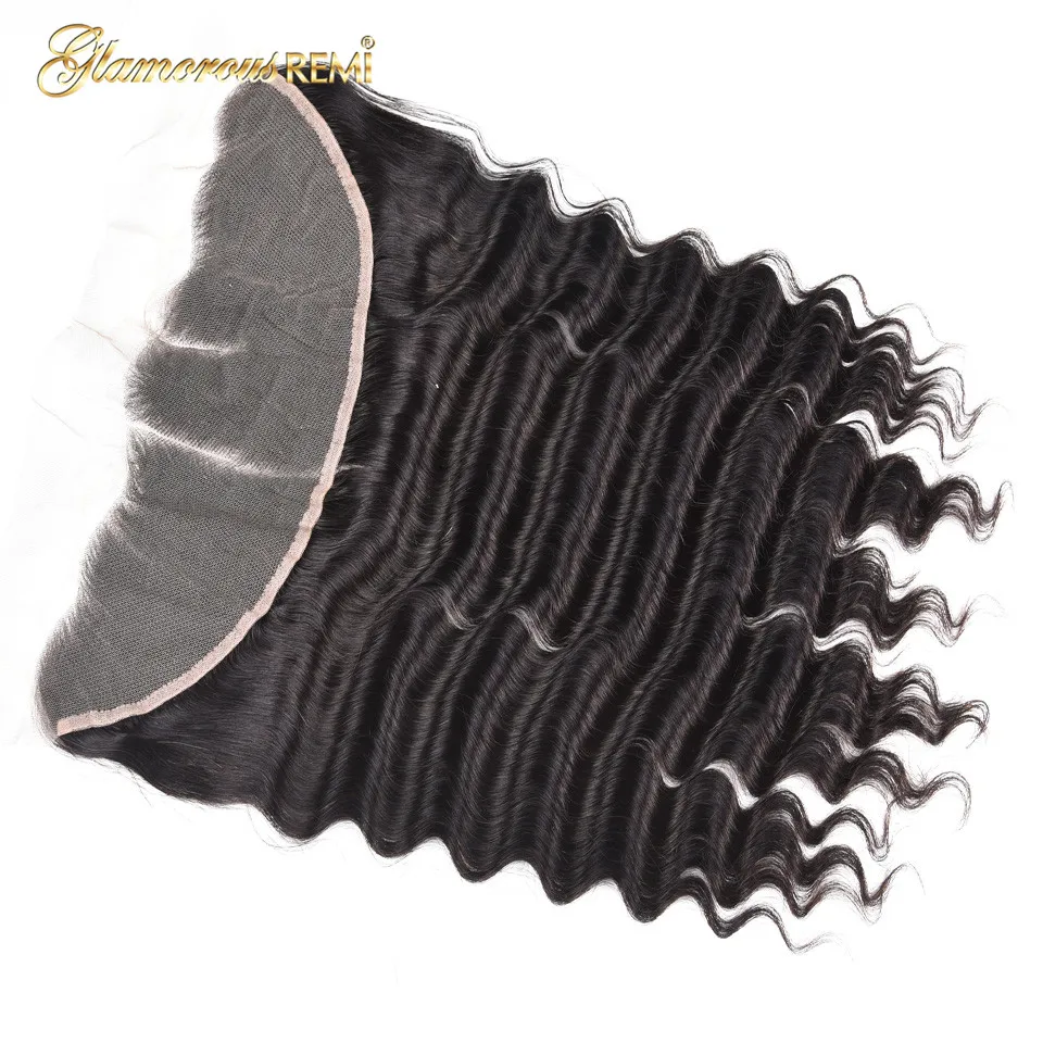 Indian Loose Deep Wave Lace Frontal Closure 13X4 Free/Middle/Three Part With Baby Hair 100% Human Remy Hair Natural Color 1b