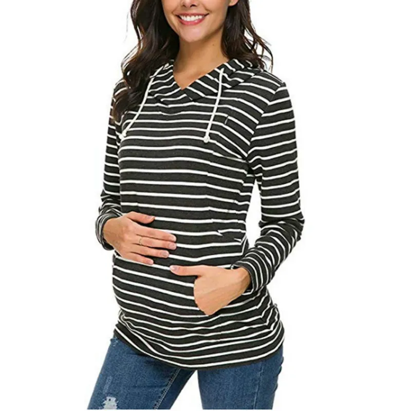 Blusa Tshirt Women Mulheres Maternidade Autumn Stripe Lactation Long Sleeve Breastfeeding Clothes Nursing Top Maternity Tops