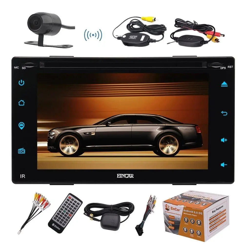 Perfect Eincar Android 6.0 Double-DIN In Dash 6.2 Inch Car Stereo Audio DVD/CD Player with Touchscreen GPS Navi HeadUnit AM/FM/Wifi/Blue 4