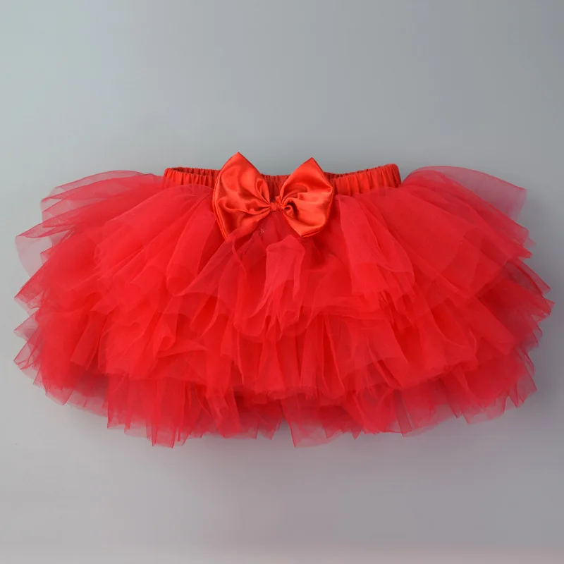 Юбка-пачка принцессы Одежда для маленьких девочек возрастом от 3 до 18 месяцев праздничные фатиновые юбки для маленьких детей с радугой детское бальное платье, L260 - Цвет: Красный